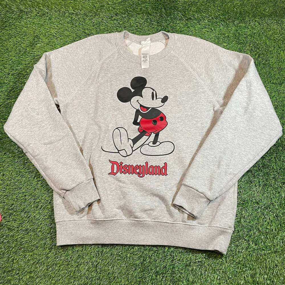 Disney Parks Disneyland Mickey Mouse Classic Gray Raglan Sweatshirt